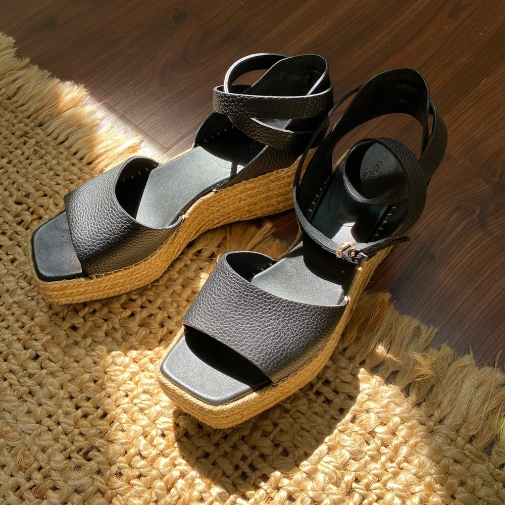 Lafayette 148 New York Margot Espadrille Wedge Sandal in Black
